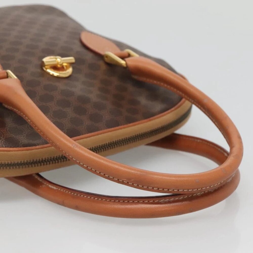 CELINE Macadam Canvas Hand Bag PVC Leather Brown Gold Auth gh019 - Picture 8 of 14